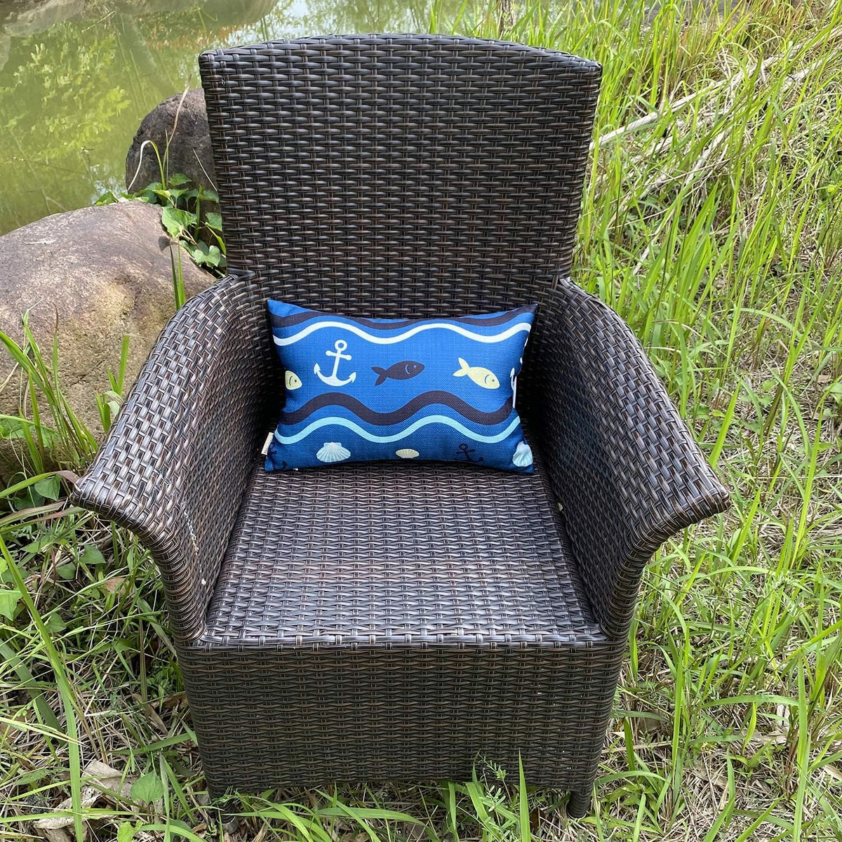 Outdoor Neck Pillow for Recliner,Patio Chaise Lounge Waterproof Headrest Pillow with Adjustable Elastic Stripe,Small Pillows Attachment for Office Chair,Car Seat Head or Lumbar, Navy Blue 2Pack