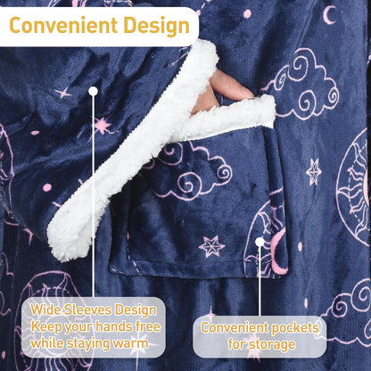 Catalonia Sherpa Wearable Blanket with Sleeves and Pocket for Adults
