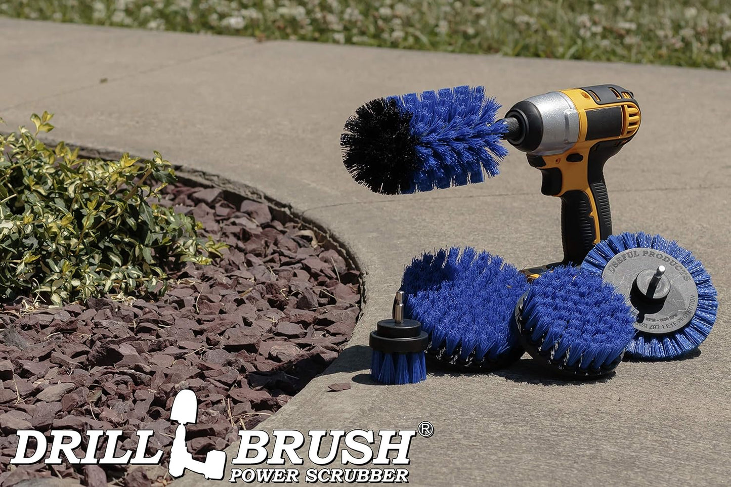 Grout Cleaner Kit - Bathroom Drill Brush Attachment Set - Shower Cleaner | Household Cleaning Supplies - Tub Scrubber - Toilet Brush - Spotless Tiles - Power Scrubbing Nylon Bristles