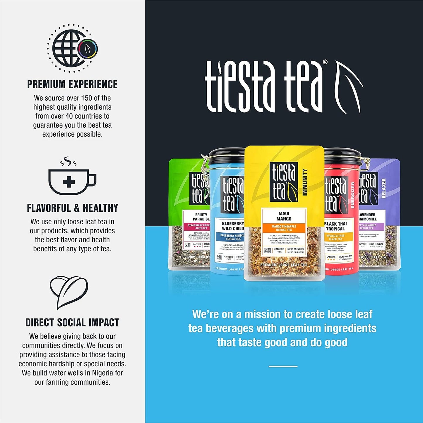 Tiesta Tea - Lavender Chamomile Herbal Tea, Loose Leaf, Calming Blend with Chamomile, Lavender, and Lemongrass, Caffeine-Free Herbal, Great for Hot or Iced, Resealable Pouch, 25 Cups, 0.9 Ounce