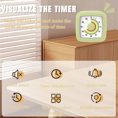 Kids Visual Timer for Kitchen,Classroom,Cooking,Learning,Bedroom,Office, 60-Minute Countdown Pomodoro Timer for Kids with Autism ADHD (Watermelon Style)