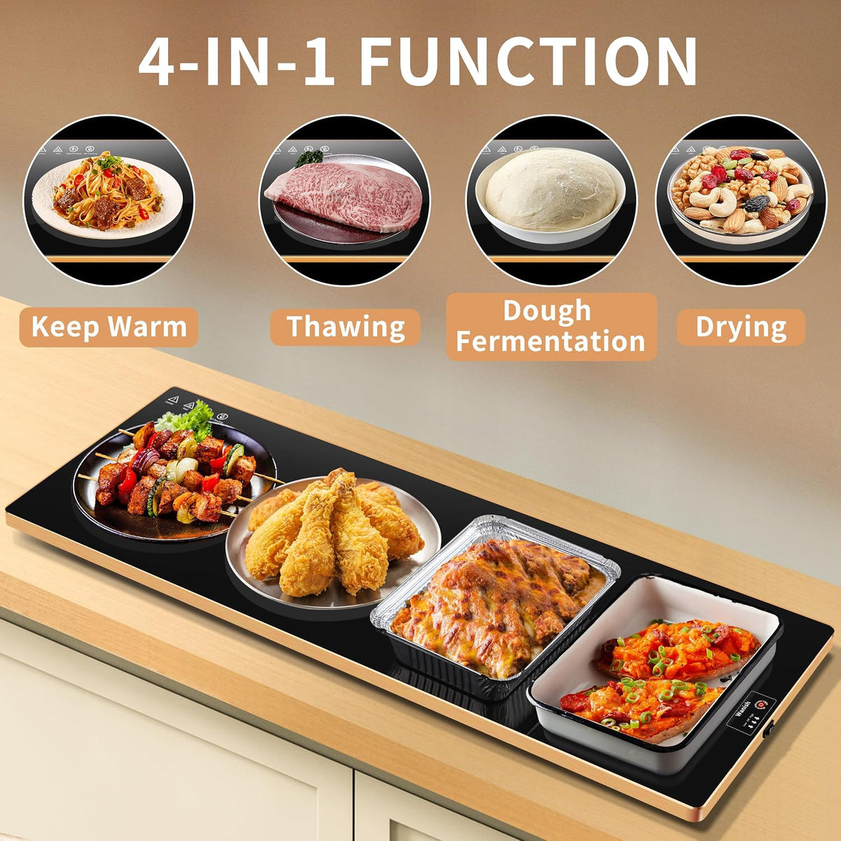 Electric Warming Tray,Extralong 47"x12",Tempered Glass Warming Mat for Food