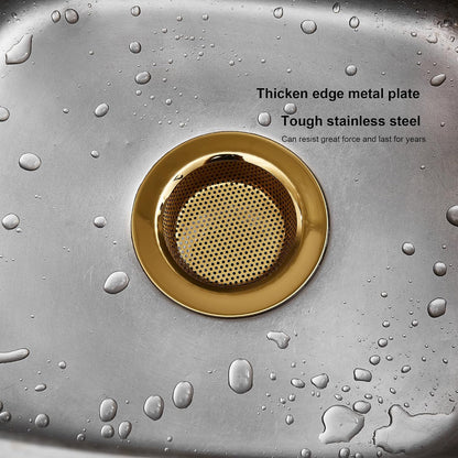 LASSHSWA Kitchen Sink Strainer Stainless Steel, Kitchen Sink Drain Strainer, Gold Sink Strainers for Kitchen Sinks with Large Wide Rim 4.5" Diameter (2 PCS)