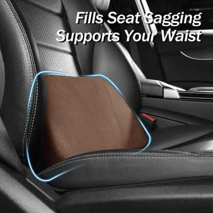 Lumbar Support Pillow,Back Pain Relief Cushion,fits tightly around the waist,Memory Foam,Skin-friendly Suede Fabric,fit Car Drive,Office chair,Rest seat,Improve Posture,Portable,15.5''Lx 8.7''H