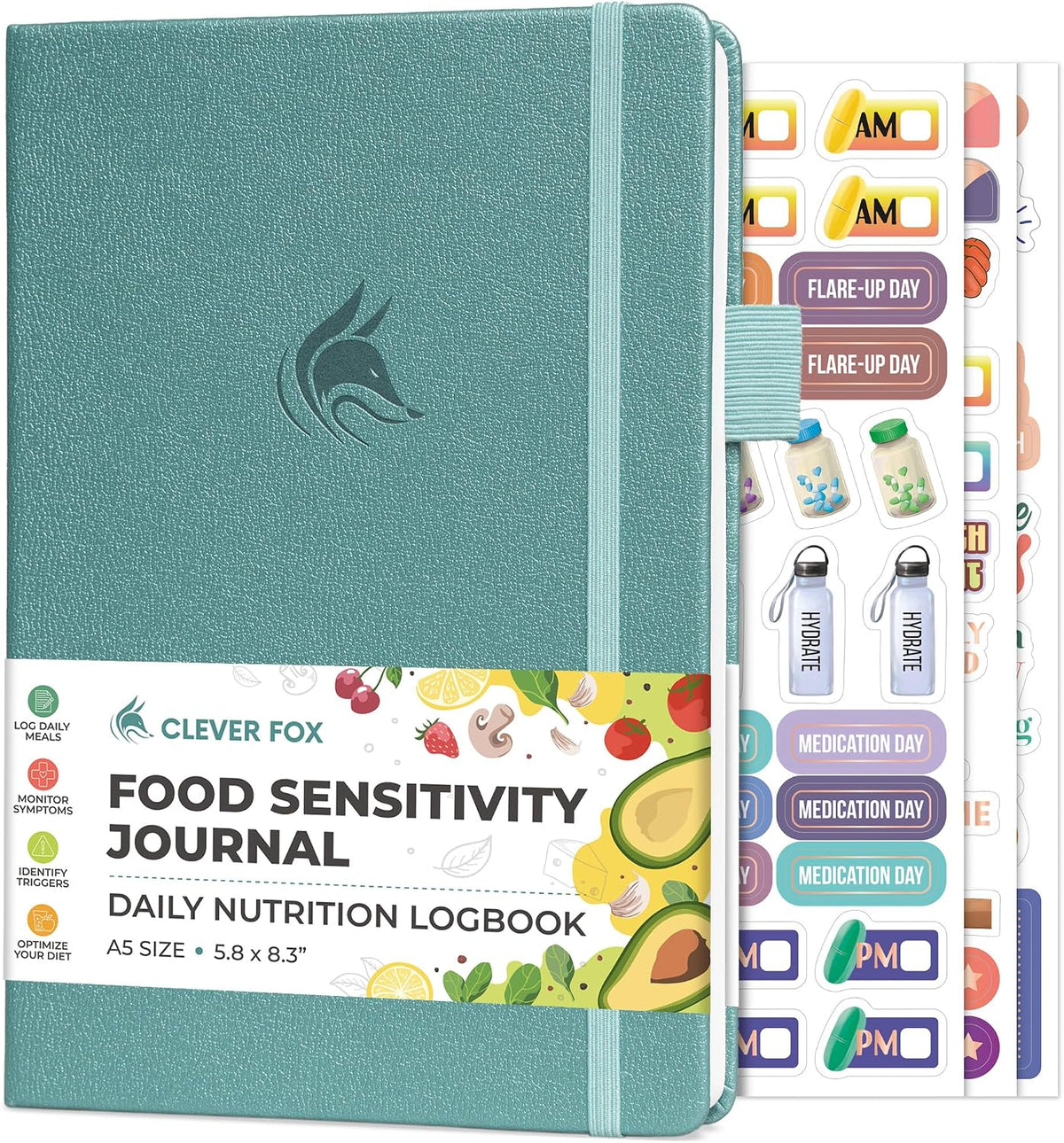 Clever Fox Food Sensitivity Journal & Symptom Diary, 8.5x11 Purple