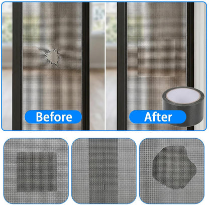 Window Screen Repair Tape Mosquito Net Repair Tape Cuttable and Strong Adhesive Fiberglass 2IN*16.4FT for Window Doors Tears Holes for Screen Repair