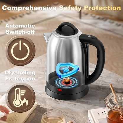 Topwit 2.5L Large Electric Kettle,Fast Boil Stainless Steel Electric Kettle | BPA Free Hot Water Kettle Electric, Removable Lid, Auto Shut-Off, Boil-Dry Protection, Large Capacity for Family, 1200W