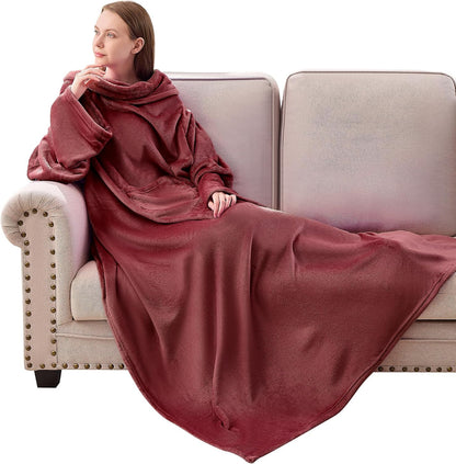 IFNOW Fleece Wearable Blanket with Sleeves, Oversized Snuggle Robe