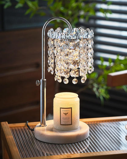 Candle Warmer Lamp with Timer Dimmer Adjustable Height Candle Warmer with Marble Base for Jar Candles,Candle Lamp with 3 Bulbs for New Home Decor, Women Mom Christmas Birthday Gifts, French Gold