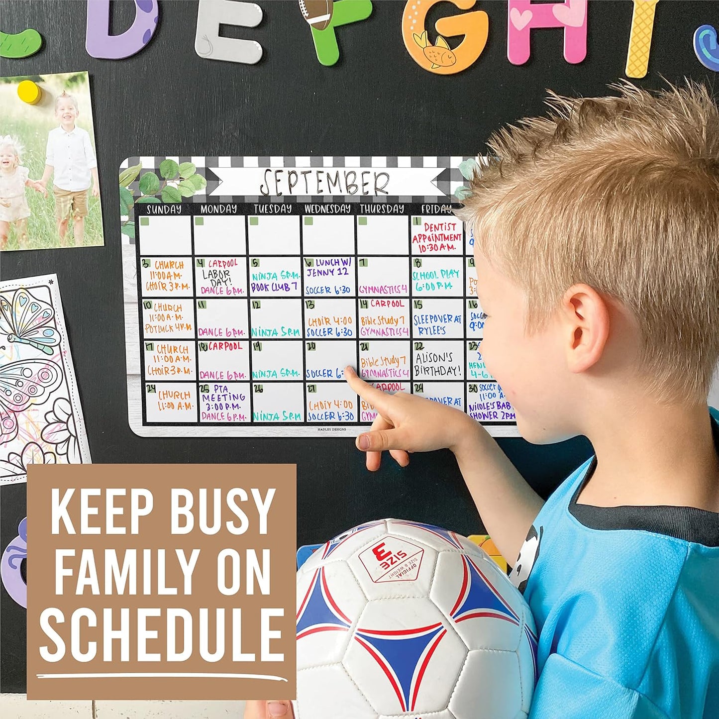 Hadley Designs Magnetic Calendar for Refrigerator - Kraft White Magnetic Dry Erase Calendar, Dry Erase Calendars for Wall, Magnet Fridge Calendars, Notepad for Fridge with Magnet