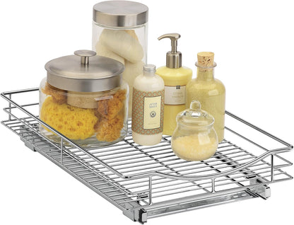 LYNK PROFESSIONAL® Pull Out Cabinet Organizer, Kitchen Slide Out Drawer | 14W x 21D chrome rollout shelf creates easy-access storage for cookware, pantry items and kitchen essentials inside cabinets