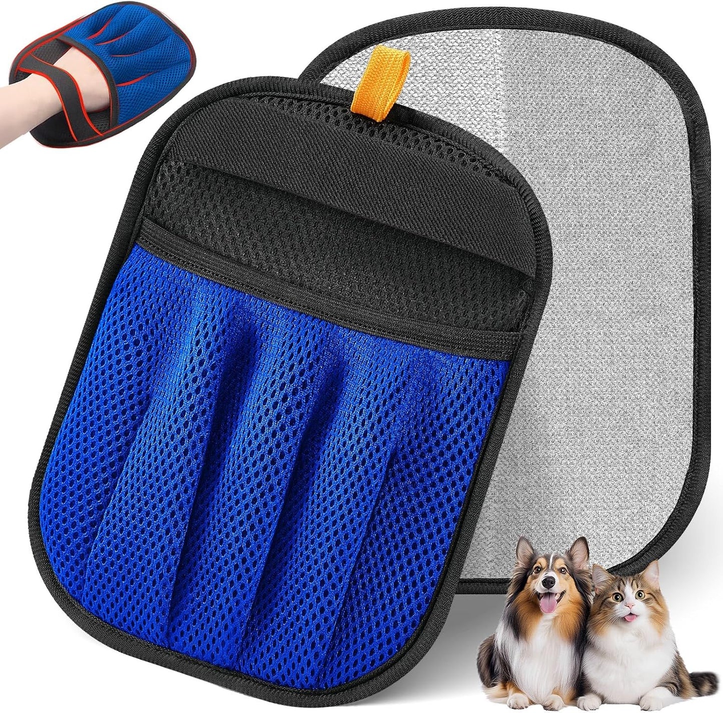 Pet Hair Removal Glove Cat & Dog, Electrostatic Reusable Hair Remover Tool | Upgraded washable 5-Finger pet hair remover works for laundry, couch, carpet & car seat, removes dog and cat fur easily