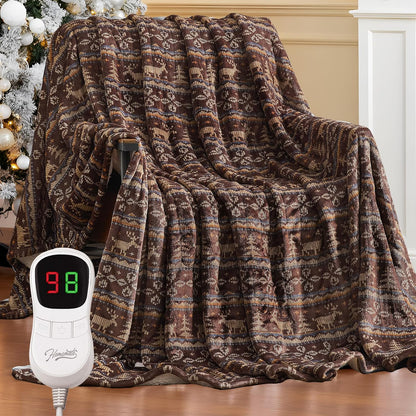 Homemate Heated Blanket Electric Throw - 50“x60“ Heating Blanket with 10 Fast Heat Levels 8 Hours Auto Off Soft Cozy Flannel Over-Heated Protection ETL Certification Keep Warming in Home | Throw with 10 Fast Heat Levels 8 Hours Auto Off Over-Heated