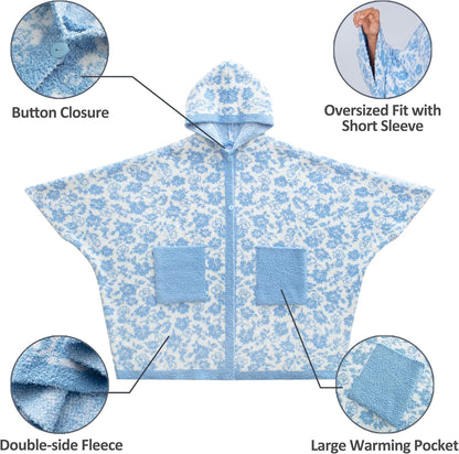WDCOZY Wearable Blanket Hoodie Poncho Throw Comfy Soft Warm Cape Shawl Cozy Cloak Wrap Hooded with Sleeves For Women Adults