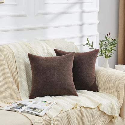 GAWAMAY Lumbar Support Pillow Decorative Rectangle Throw Pillow Covers 12"x20" Inch Set of 2, Soft Chenille Fall Pillowcase for Living Room Bedroom Sofa Couch Cushion Cover Grey 30x50cm (No Insert)