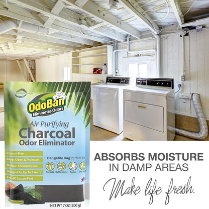 OdoBan Air Purifying Charcoal Natural Odor Eliminator, Non-Toxic Formula, Made in the USA, Fragrance Free, 200 Gram Bag