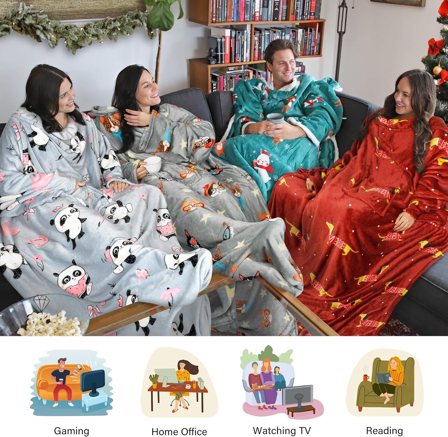 Catalonia Wearable Blanket with Sleeves for Women & Men, Fleece Wrap Throw | Cozy Sleeve Design for Hands-Free Comfort, Perfect for Reading, TV Time & Relaxing, Christmas & Birthday Gift