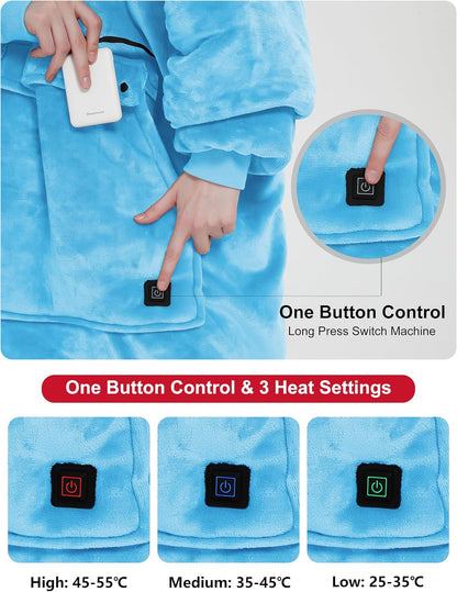 KFUBUO Wearable Heated Blanket Cordless Oversized Hoodie Sweatshirt