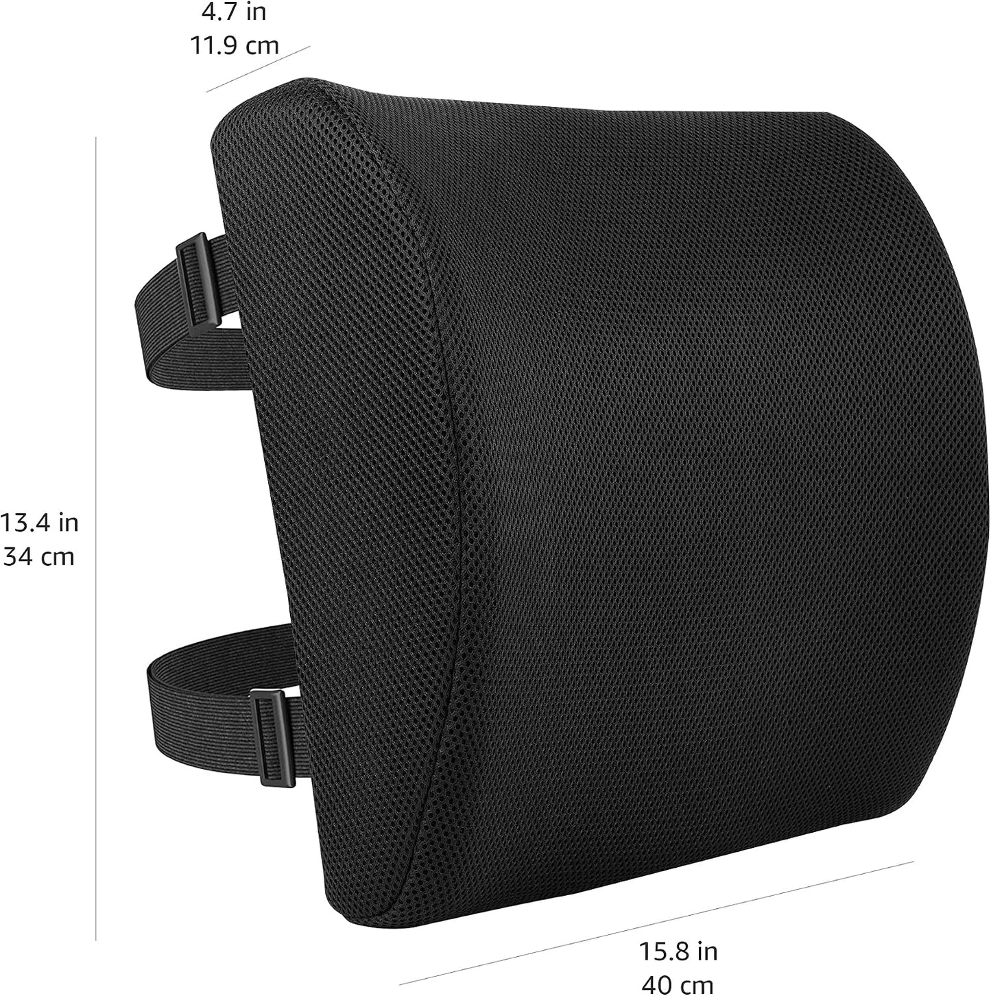 Amazon Basics Comfortable Seat Cushion & Lumbar Support for Office Chairs, Gel Enhanced Memory Foam, Non-Slip, Cooling, Portable, Pack of 2, Rectangular, Black