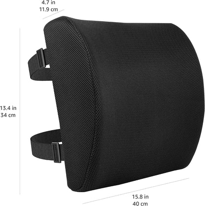 Amazon Basics Comfortable Seat Cushion & Lumbar Support for Office Chairs, Gel Enhanced Memory Foam, Non-Slip, Cooling, Portable, Pack of 2, Rectangular, Black