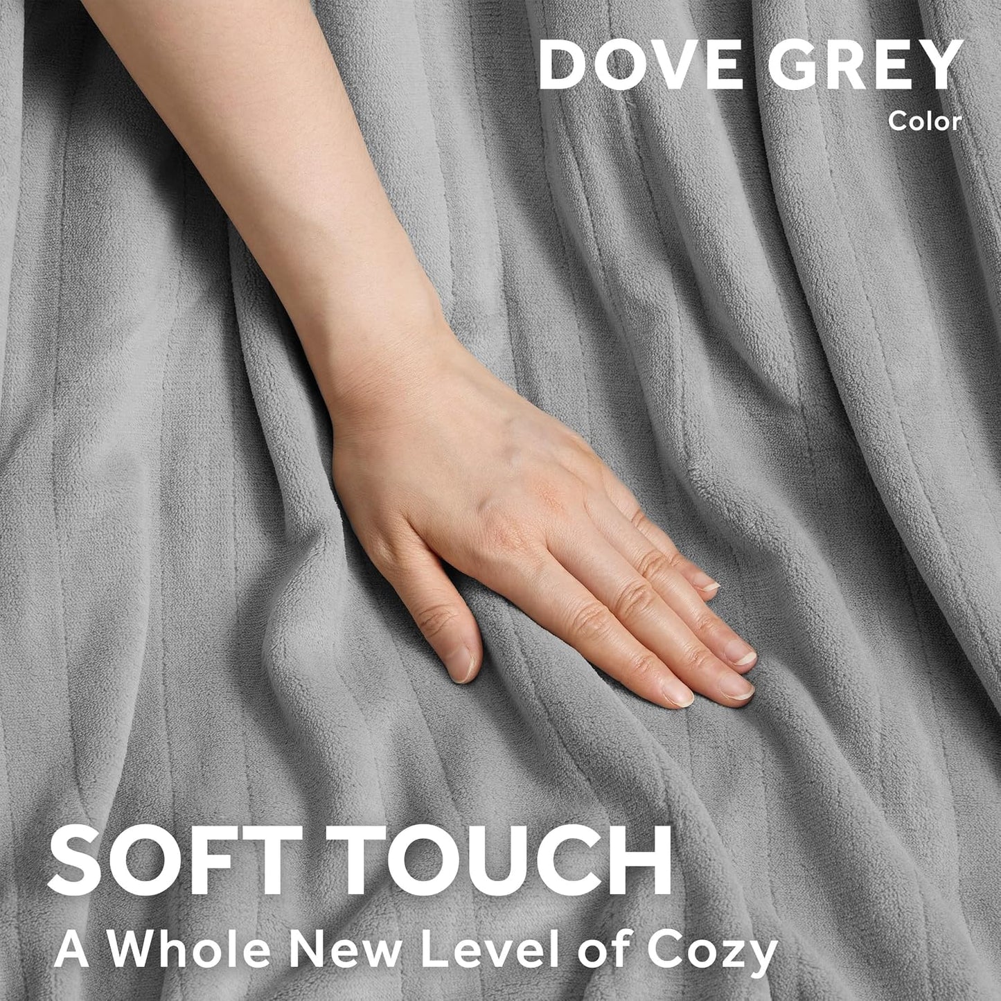 Sunbeam Royal Posh Dove Grey Heated Personal Throw / Blanket, Cozy-Warm, Adjustable Heat Settings