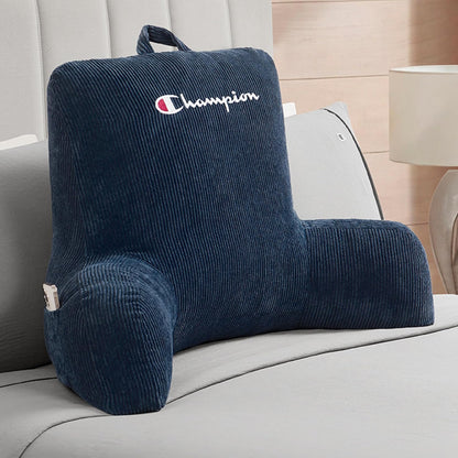 Champion Faux Wool Bedrest Pillow, 100% Polyester Cover and Fill, Spot Clean Only, Navy Blue, 29" x 24.5" x 10.5"
