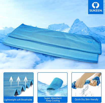 Sukeen 4 Pack Cooling Towels (40"x12") for Neck and Face Instant Cooling | Stay Cool in Hot Weather,Versatility,Soft,Breathable,Durability for Sports,Outdoor activities,Summer works in heat