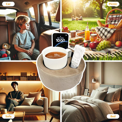 Xchouxer Couch Cup Holder Pillow, Sofa and Bed Organizer Caddy for Drinks, Remotes, Phones (Gray)
