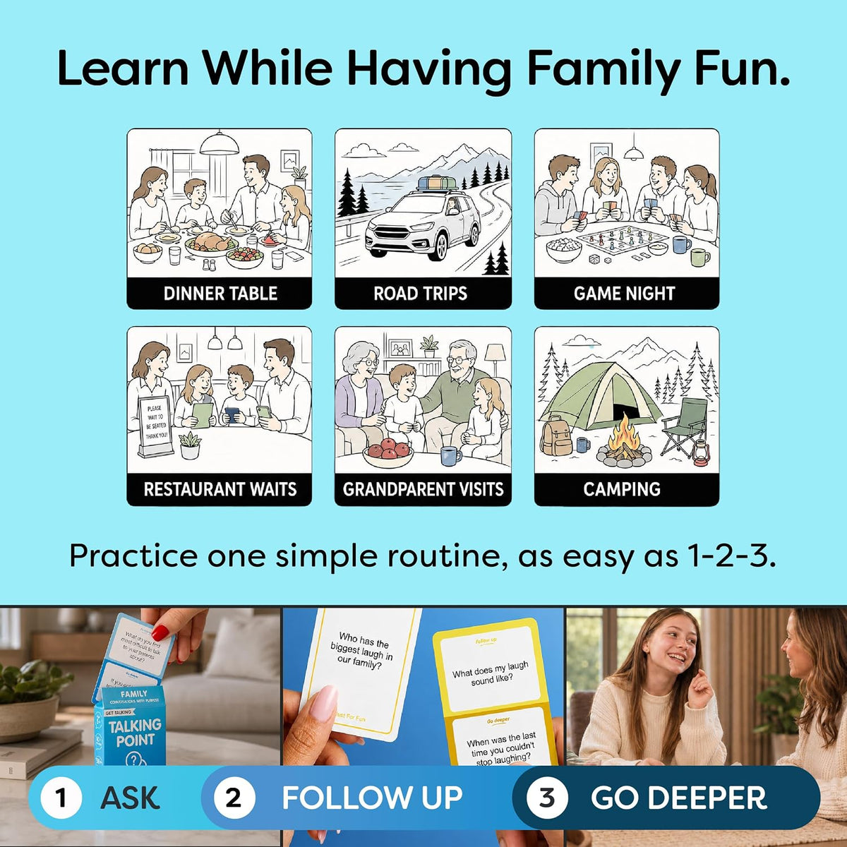 150 Fun Family Questions for Kids, Teens & Adults - Conversation Card Game