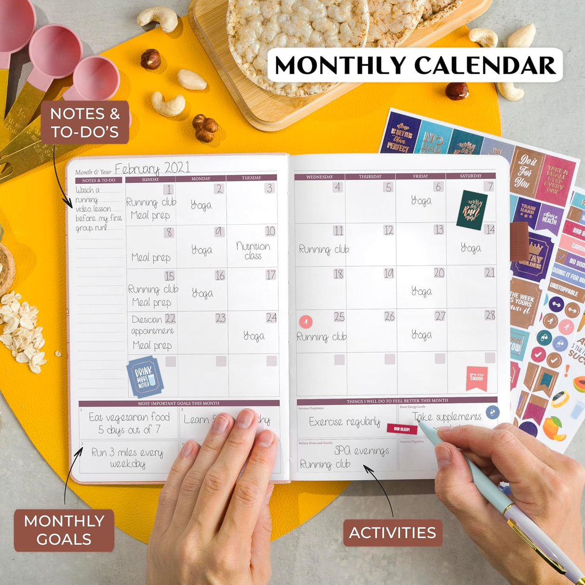 Legend Food Journal, Weight Loss & Meal Tracking Diary 5.8x8.3 Hot Pink