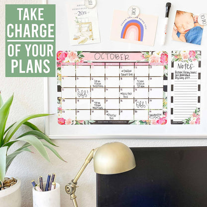 Hadley Designs Magnetic Calendar for Refrigerator - Kraft White Magnetic Dry Erase Calendar, Dry Erase Calendars for Wall, Magnet Fridge Calendars, Notepad for Fridge with Magnet