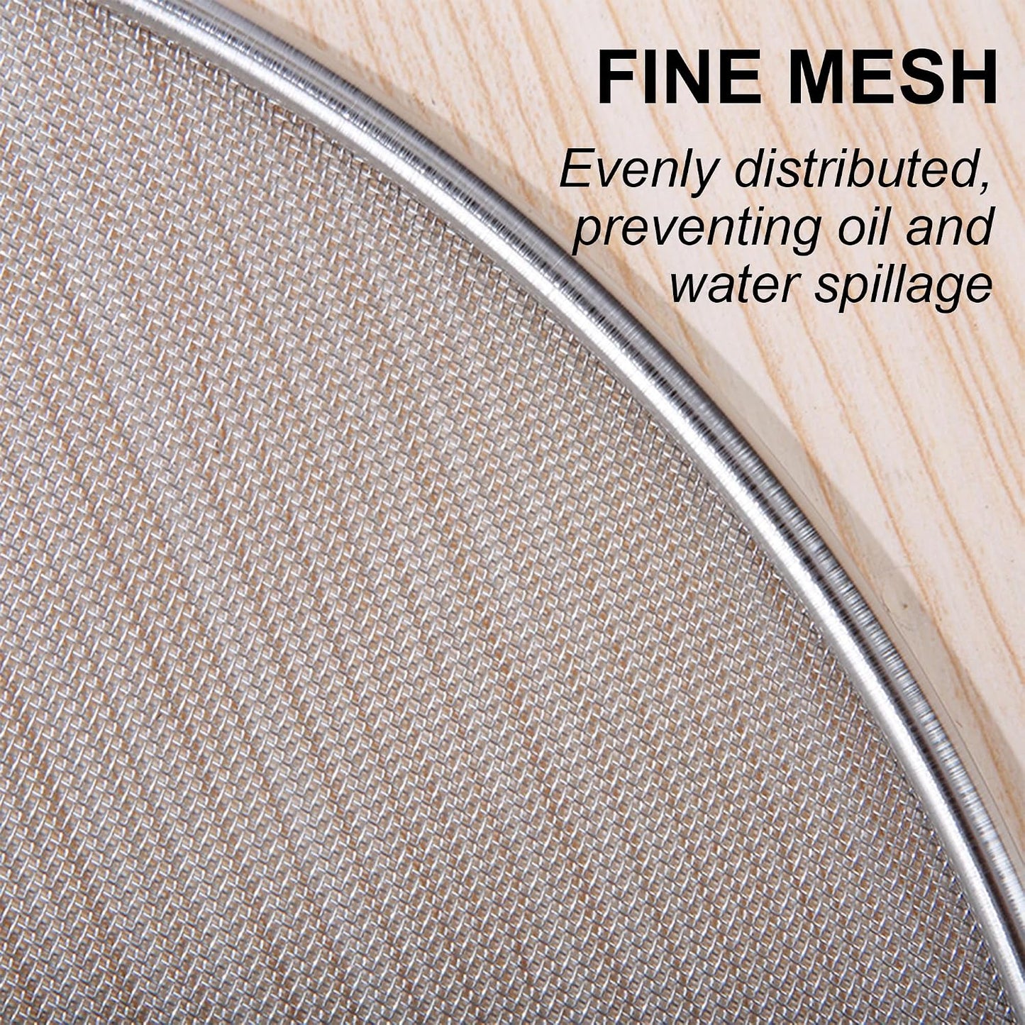 Splatter Screen for Frying Pan, 15 Inch Stainless Steel Grease Splatter Guard Oil Splash Guard with Anti-Slip Handle, Fine Mesh Frying Cover Protect the Skin From Burns