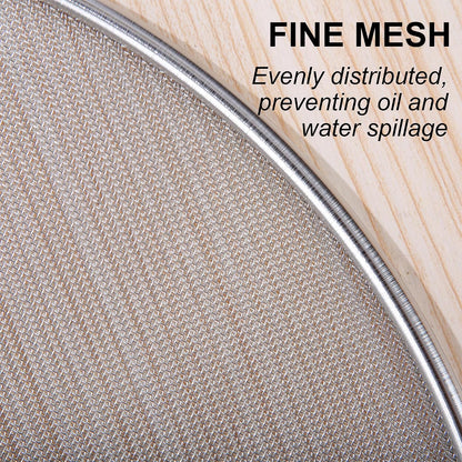 Splatter Screen for Frying Pan, 15 Inch Stainless Steel Grease Splatter Guard Oil Splash Guard with Anti-Slip Handle, Fine Mesh Frying Cover Protect the Skin From Burns
