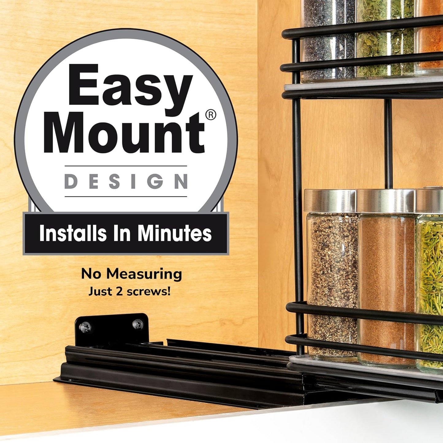 LYNK PROFESSIONAL® Pull Out Spice Organization for Cabinets - 4-3/8 inch Wide – Spice Rack for Inside Cabinets, Slide Out Spice Rack Organizer for cabinet – Pull Out Spice Rack, Sliding 2 Tier Chrome