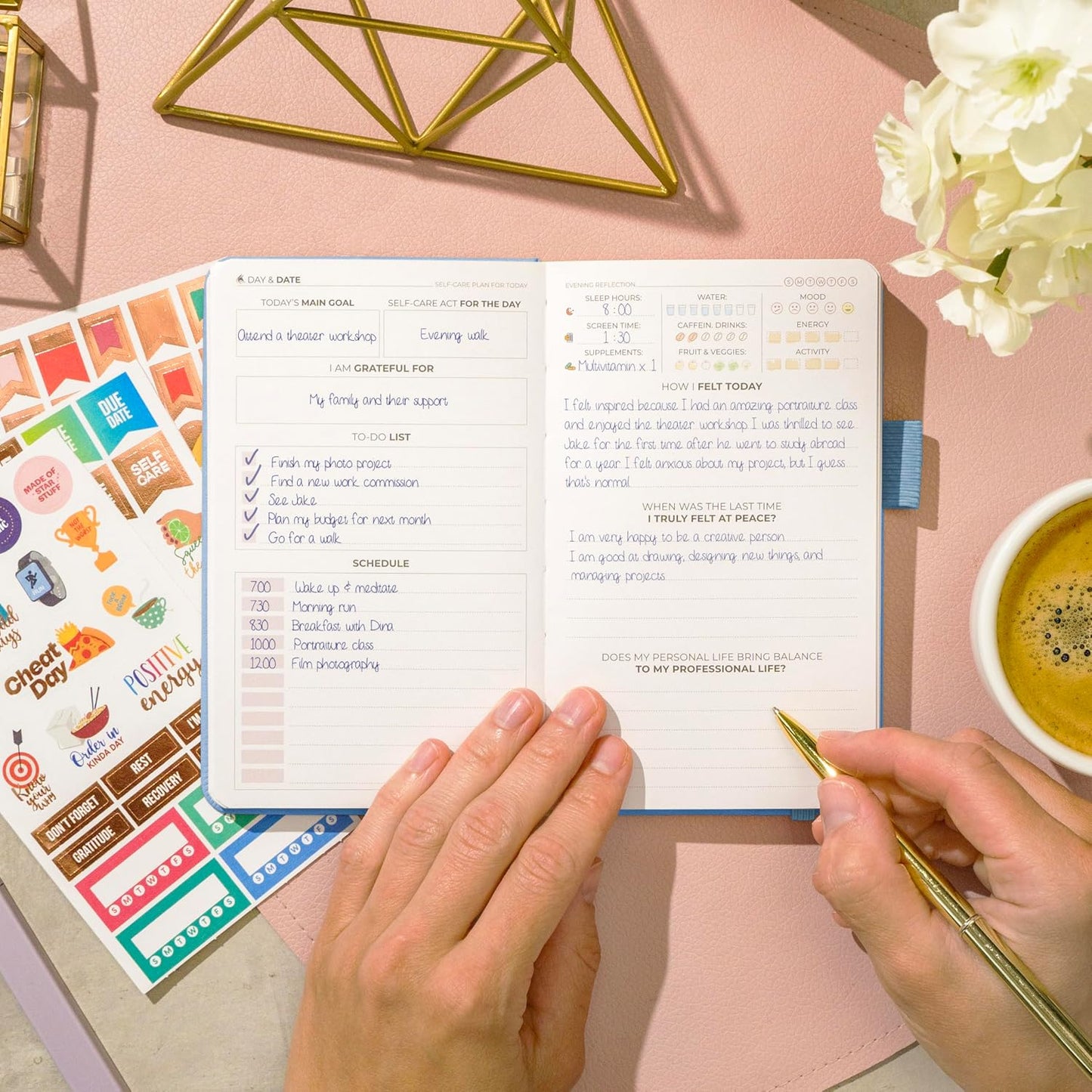 Clever Fox Self-Care Journal for Women, Daily Planner 5.8x8.3 Aquamarine | 3-month mental health journal, habit tracker, wellness journaling supplies for women & teen girls, gratitude & mood log