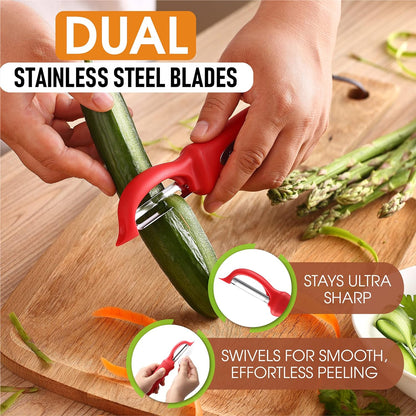 Spring Chef Swivel Potato Peeler for Kitchen w/ Soft Grip Handle, Mango | Premium Vegetable Peeler w/ Sharp Stainless Steel Blades, Multifunctional Food Peeler for Apple, Carrot, Cucumber, Fruit