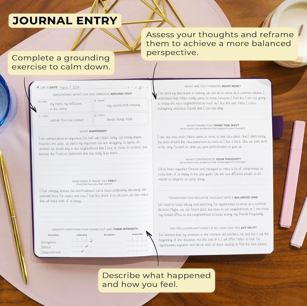 Clever Fox Mental Health & Anxiety Journal CBT Prompts 5.8x8.3 Lavender