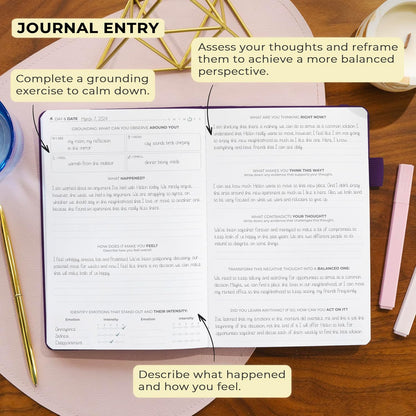 Clever Fox Mental Health & Anxiety Journal CBT Prompts 5.8x8.3 Lavender