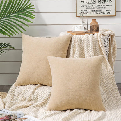 GAWAMAY Lumbar Support Pillow Decorative Rectangle Throw Pillow Covers 12"x20" Inch Set of 2, Soft Chenille Fall Pillowcase for Living Room Bedroom Sofa Couch Cushion Cover Grey 30x50cm (No Insert)