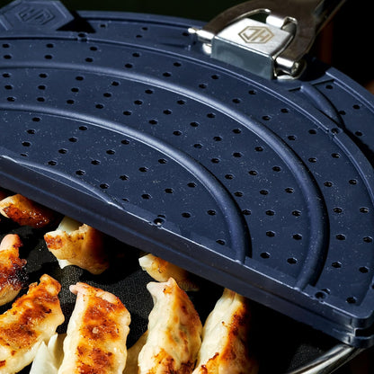 HexClad Folding Grease Splatter Screen for Frying, Up to 12" Pans | Folding Design, Heat-Safe to 480°F, Stay-Cool Locking Handle, Silicone and Stainless Steel, Dishwasher-Safe