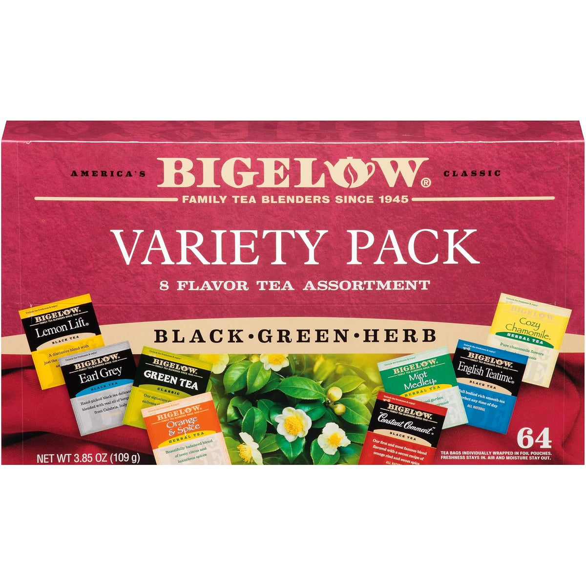 Bigelow Tea, Caffeine Free, 6 Flavor Herbal Tea Variety Pack, Pack of 6