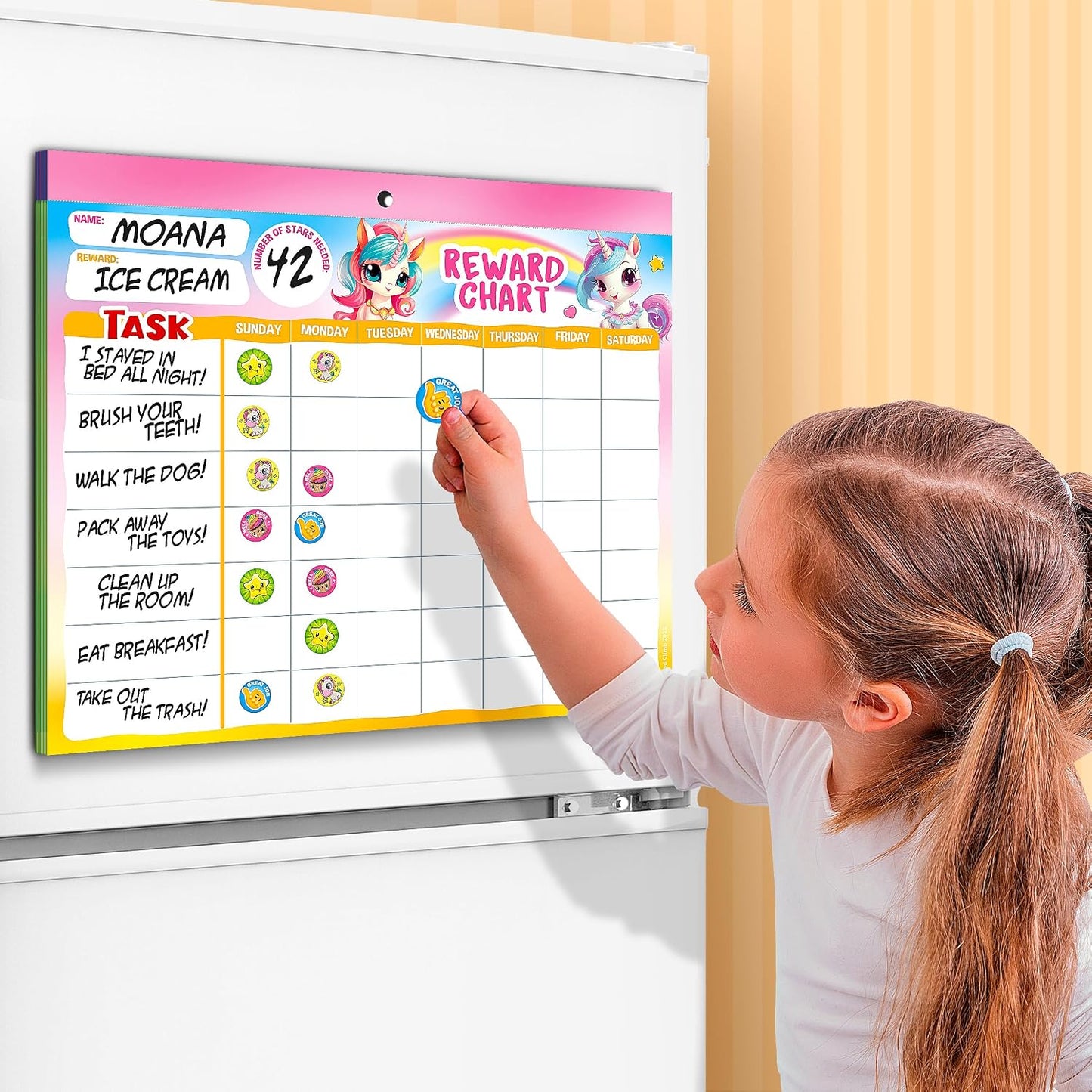 Behavior Reward Chart System - Pad with 26 Chore Charts for Kids, 2800 Stickers to Motivate Responsibility & Good Habits
