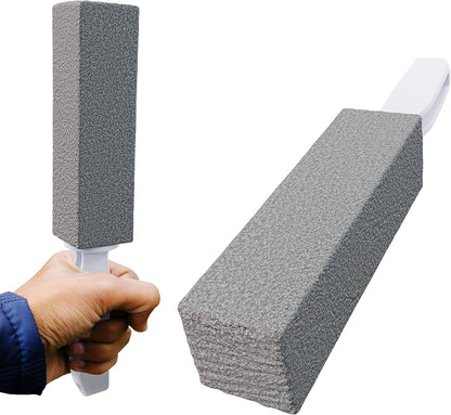 Non-Toxic, Chemical-Free Grey Pumice Scrubber 2 Pk with Handle. Perfect Reusable Cleaning Block for Kitchen, Cookware, Grills, BBQs and Bathrooms. Best Cleaner for Rust Stains, Carbon, or Calcium