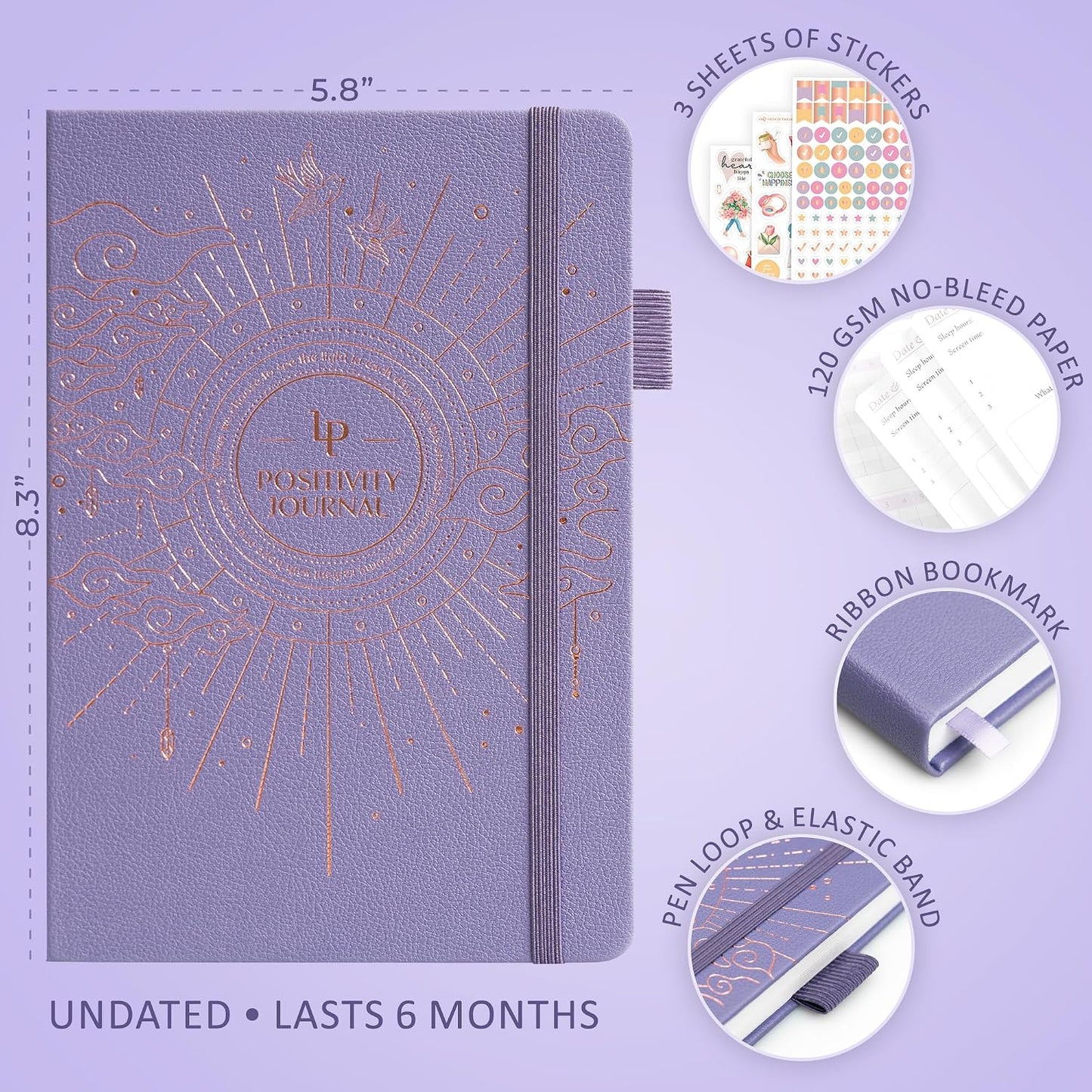 Legend Positivity Journal with Prompts – Guided Daily Affirmation Journal for Women & Men – Mental Health, Gratitude & Reflection Diary (Lavender)