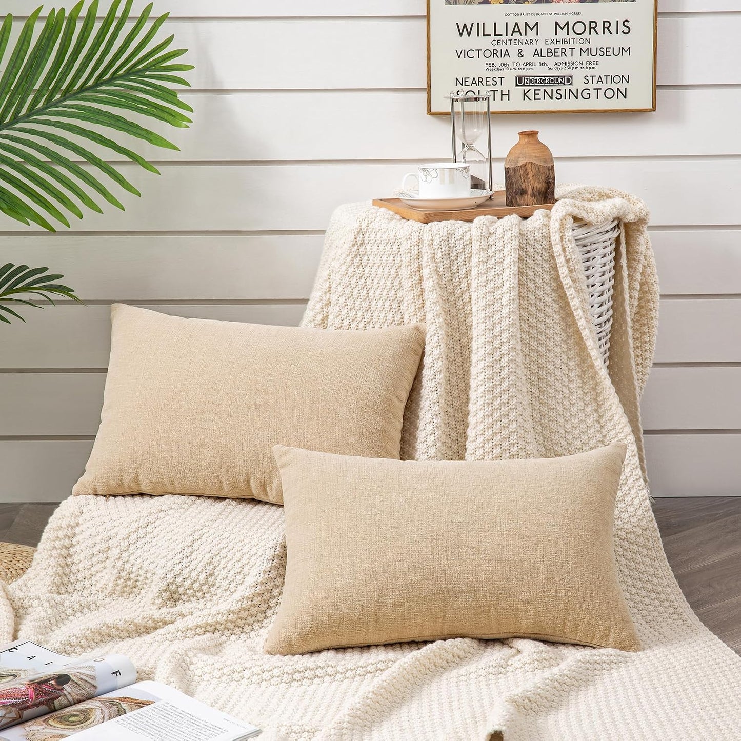GAWAMAY Lumbar Support Pillow Decorative Rectangle Throw Pillow Covers 12"x20" Inch Set of 2, Soft Chenille Fall Pillowcase for Living Room Bedroom Sofa Couch Cushion Cover Grey 30x50cm (No Insert)