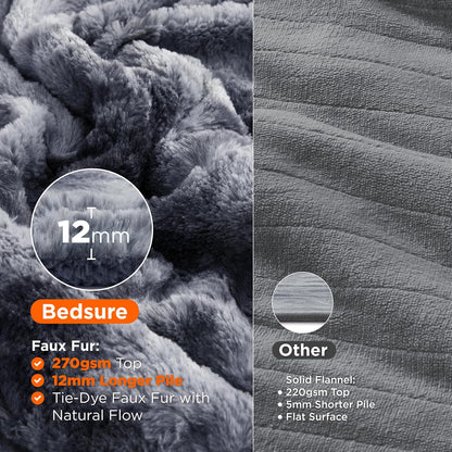 Bedsure Heated Blanket Throw Blanket with Preheat Function - Fast Heating Electric Blanket, Soft Flannel Throw with 6 Time Settings(Up to 10H), 6 Heating Settings, Gifts for Grandma (50"x60", Grey)