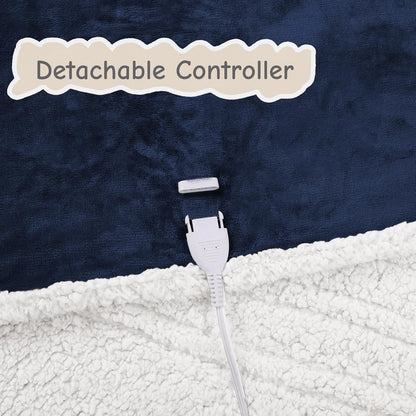 Soypipo Electric Heated Throw Blanket 50"x60", Faux Fur Plush with 4 Heat Settings & 2/4/8/10H Auto Shut-Off, Overheat Protection, Machine Washable, for Office & Chair, Dark Grey