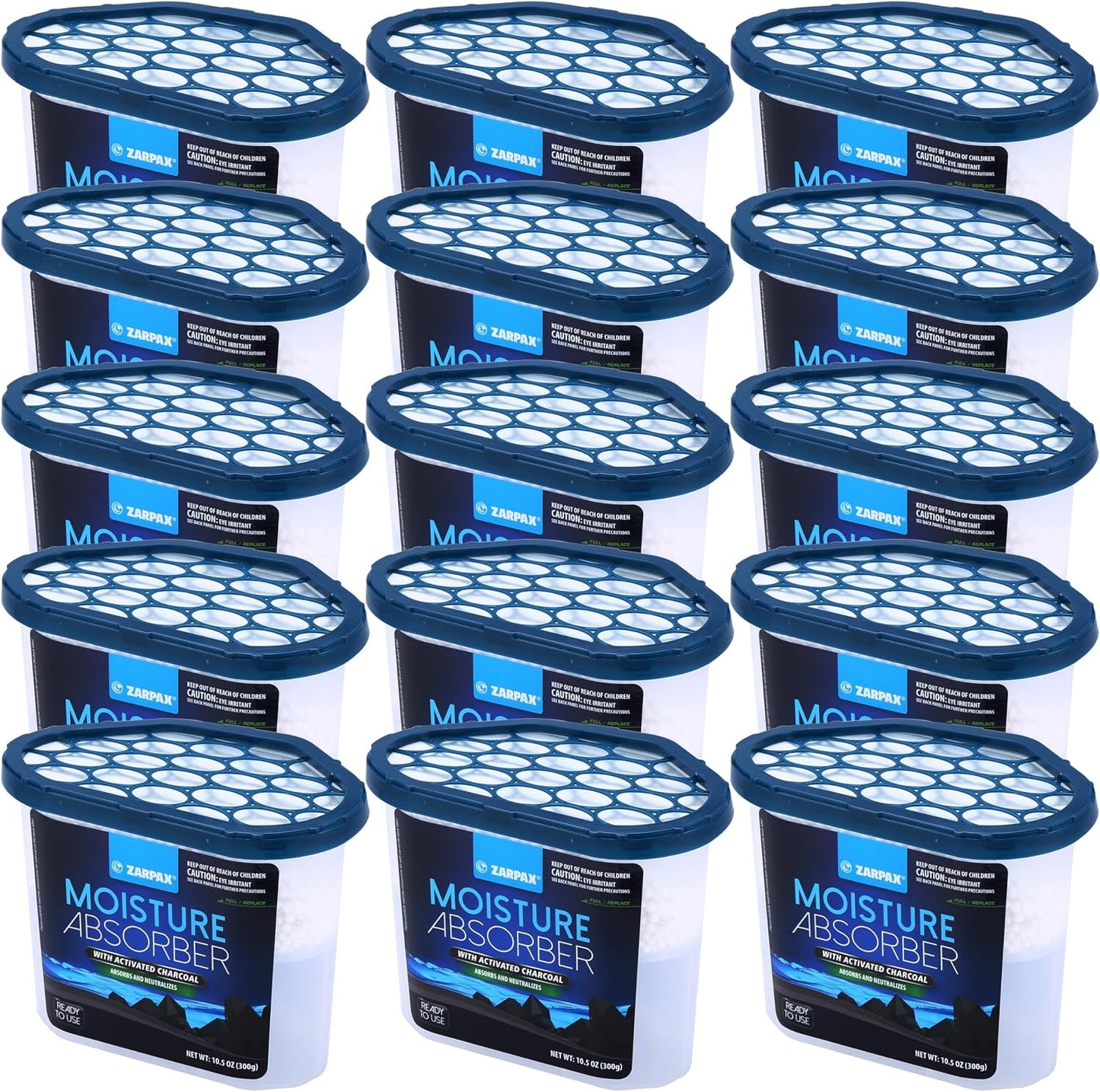 ZARPAX Moisture Absorber Activated Charcoal 10.5 oz/300g | Removes Moisture, Damp, Humidity & Odors | Odor Absorber | Moisture Trap for Bathroom, Closet, Kitchen & Small Spaces | Set of 4