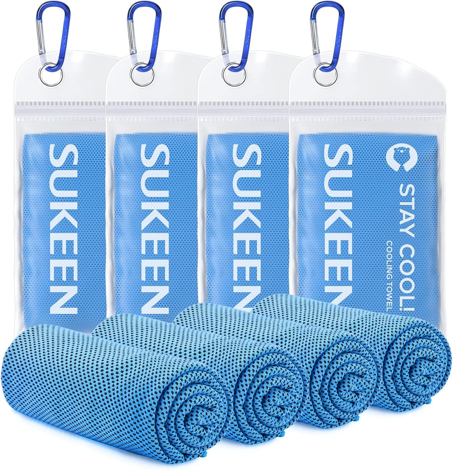 Sukeen 4 Pack Cooling Towels (40"x12") for Neck and Face Instant Cooling | Stay Cool in Hot Weather,Versatility,Soft,Breathable,Durability for Sports,Outdoor activities,Summer works in heat