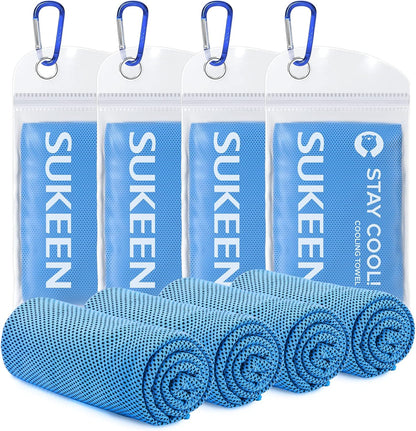 Sukeen 4 Pack Cooling Towels (40"x12") for Neck and Face Instant Cooling | Stay Cool in Hot Weather,Versatility,Soft,Breathable,Durability for Sports,Outdoor activities,Summer works in heat